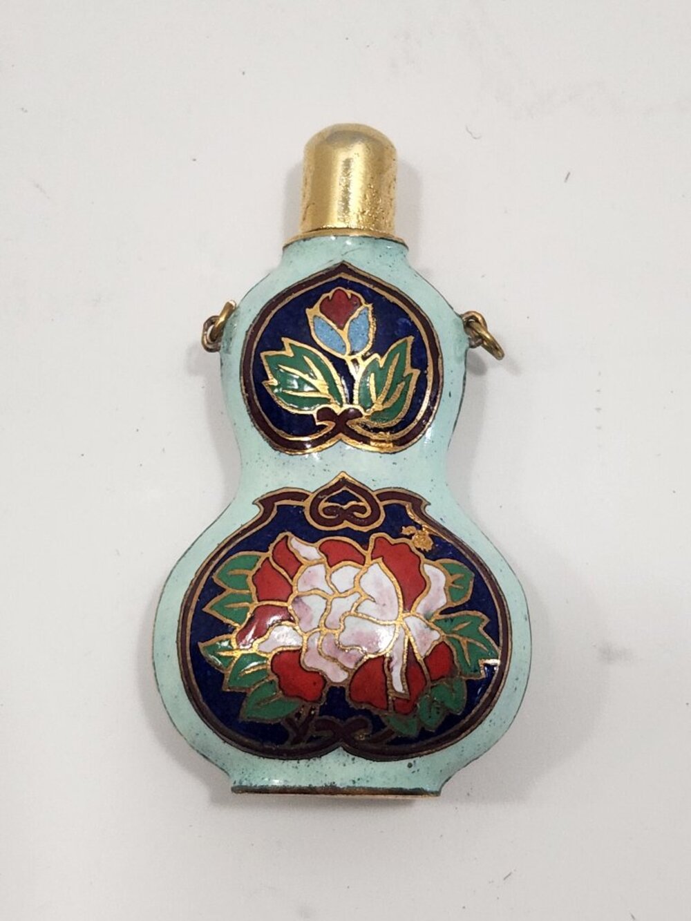 Vintage 60s Chinese Cloisonne Perfume/Snuff Bottle Pendant Charm